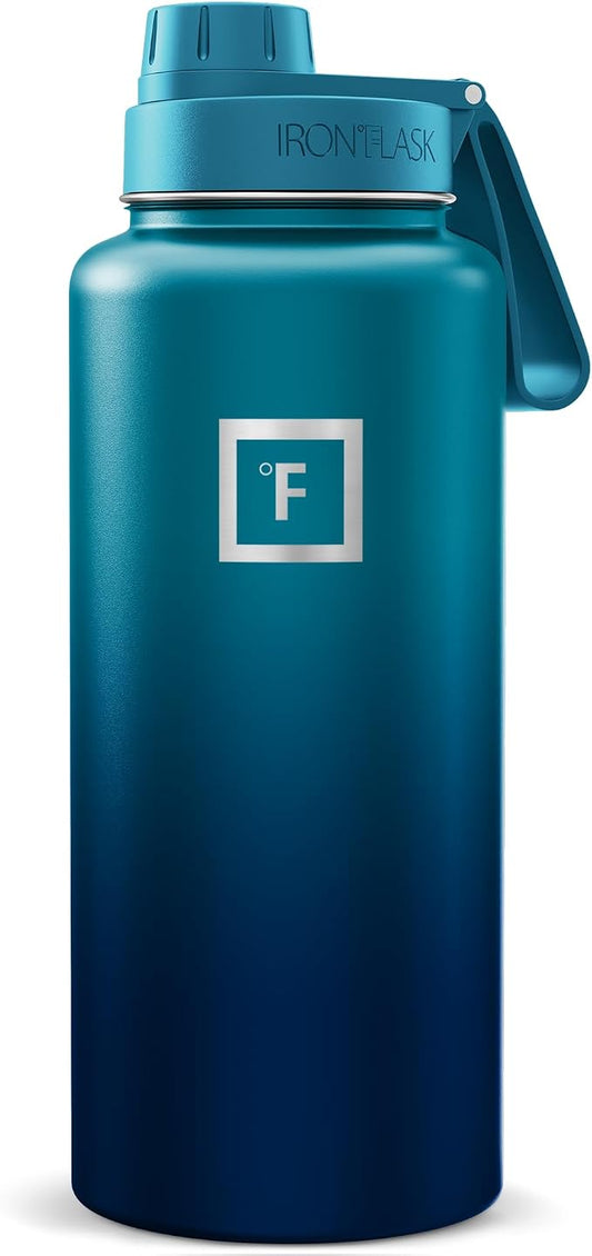 IRON °FLASK 32 oz Wide Mouth Water Bottle with Spout | Insulated Stainless Steel Sports Water Bottle with Leakproof Spout Lid - BPA Free, Cold 24 Hrs, Sweat Free (Dark Night)