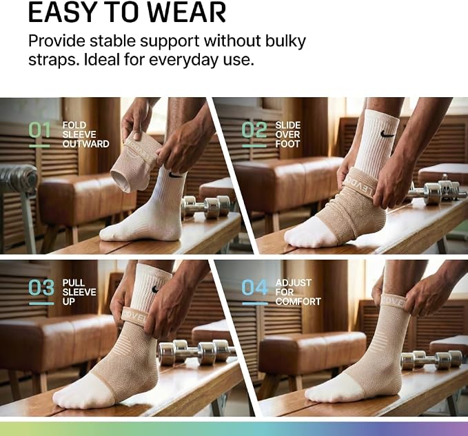 Modvel Foot & Ankle Brace Socks for Sprained Ankle Compression Sleeve - Foot Support for Women & Men - Tendonitis & Arthritis Ankle Brace Sports Running, Torn Ligaments & Women Stabilizing Ankle Wrap