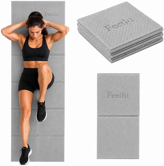 Foldable Yoga Mat, 6mm Thick, 72L x 24W Inch, Lightweight, Anti-Slip, and Easy to Store – Perfect for Travel, Yoga, Pilates, Home Workouts, and Floor Exercises
