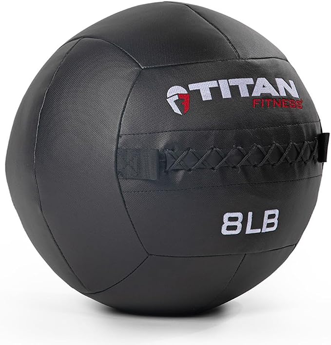 Titan Fitness LB Soft Shell Medicine Wall Ball with Poly-Composite Laminate Cross Texture Non-Slip Grip for Throwing, Core Strength, Floor Exercises, Stretching