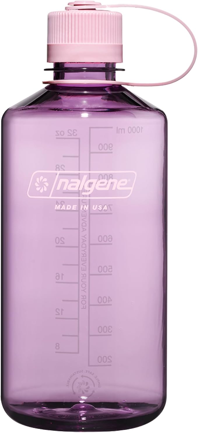 Nalgene 32 oz Narrow Mouth Water Bottle, Cherry Blossom | BPA-Free, Durable & Lightweight, Leak Proof, Dishwasher Safe, Large Reusable Plastic Bottle for Hiking, Gym, Work & Travel