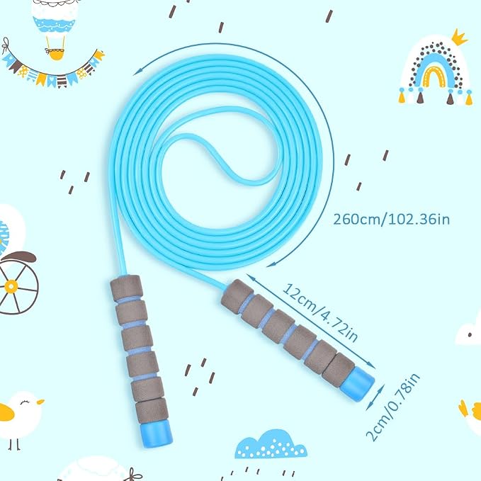 Flintronic Skipping Ropes for Children, 2 Pack Adjustable Jumping Rope for Kids, 2.6m Skipping Rope with Skin-Friendly Foam Handles, Soft Jump Rope for Girls Boys Exercise Workout Outdoor
