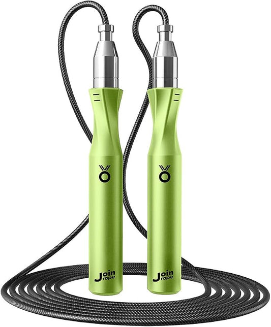Weighted Jump Rope,Dual Bearing Smooth Rotation Speed Jump Rope, One-Button Push Adjustable Length for Men Women, Workout with Metal Handles for Fitness, Home Exercise & Slim Body