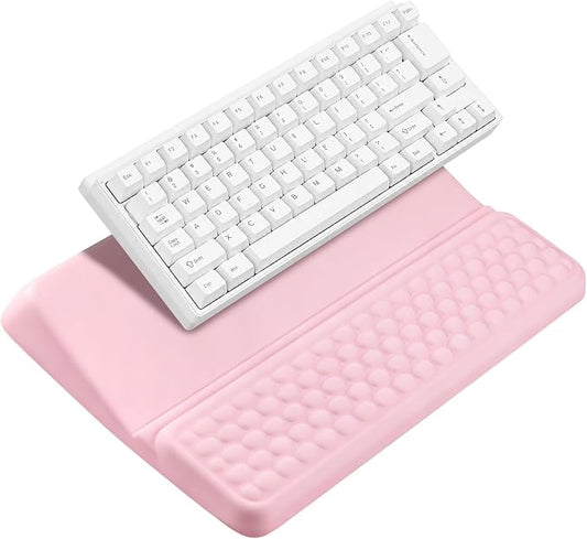 Keyboard Stand with Wrist Rest，Ergonomic Keyboard Riser Holder Lifter Tray | Pink，Computer Wrist Support Pad，Ergonomic Keyboard stand for desk，Soft Memory Foam Desk Cushion，Non-Slip