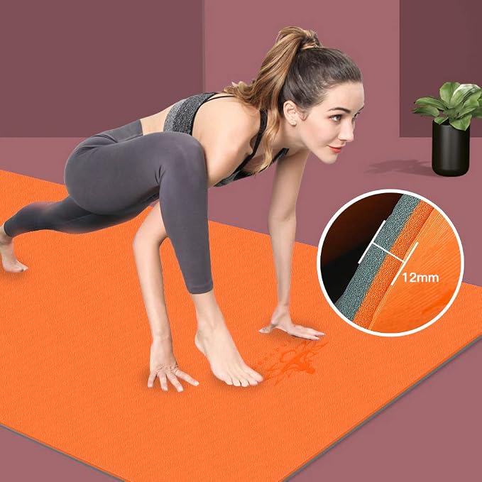 Hatha Yoga Extra Thick TPE Yoga Mat - 72"x 32" Thickness 1/2 Inch -Eco Friendly- With High Density Anti-Tear Exercise Mats For Home Gym Travel & Floor Outside