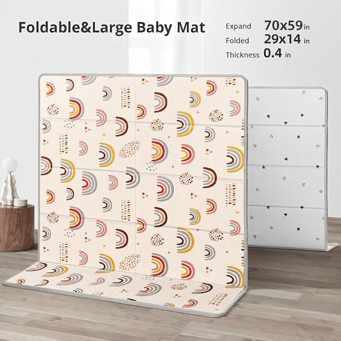 Piglog Baby Play Mat,Foldable 70 x 59 Play Mat,XPE Foam Baby Floor Play Mat | Perfect for Use Playpen, Soft Non-Slip Baby PlayMats for Floor and Tummy Time, Play Mat for Babies 0-12 Months