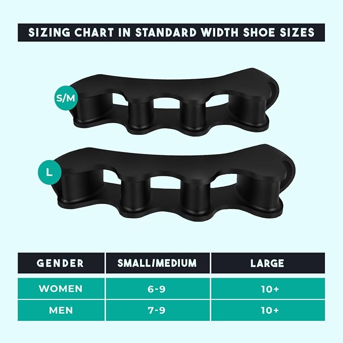 VYCE PrimalStep Toe Separators, Spreaders, Spacers, 2 Pairs, S/M, Large | Straightener to Correct Toes for Men and Women, Bunion Corrector, Plantar Fasciitis and Athletic Mobility