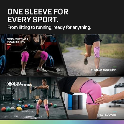 Modvel 7mm Neoprene Knee Sleeves for Men & Women Weightlifting & Powerlifting – Compression Knee Sleeve Support for Squats, Gym, Training – USPA, IPL Approved – Small Pink (Pair)