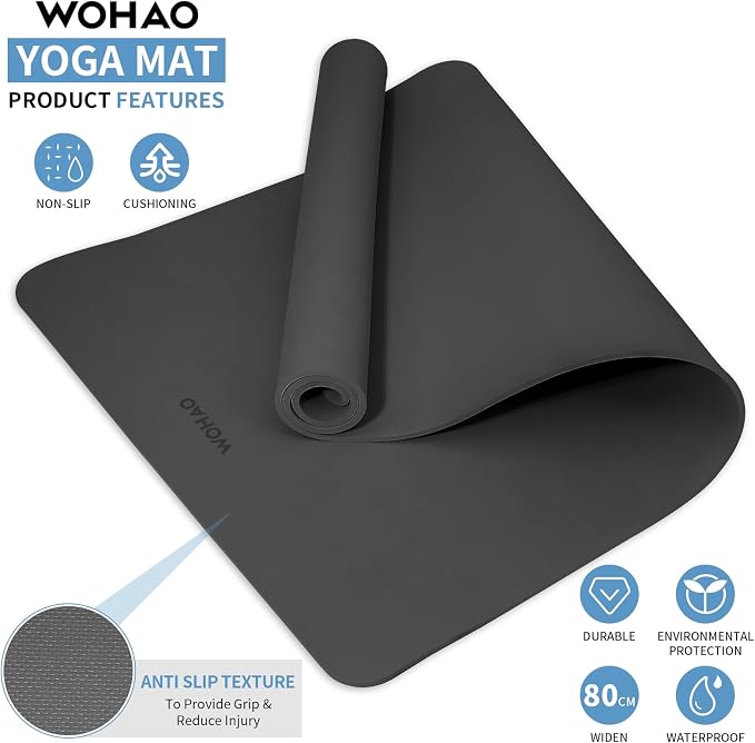 Extra Wide & Thick 8mm Yoga Mat, 72"x31.5" | Large Non Slip Exercise Mat, Premium POE Material, Superior Cushioning & Stability, With Strap for Home Gym, Pilates