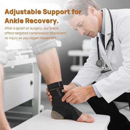 Ultra-Breathable Copper Ankle Braces Adjustable Compression Support, Medium | Removable Figure-8 Straps, AirFlow Knit, All-Day Wear - Ankle Sprains & Plantar Fasciitis & Sports & Injury Recovery