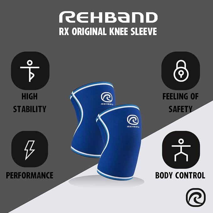 Rehband Original Knee Sleeve 7mm Neoprene Compression Knee Support, Ideal for Weightlifting, Powerlifting, Strongman & Fitness
