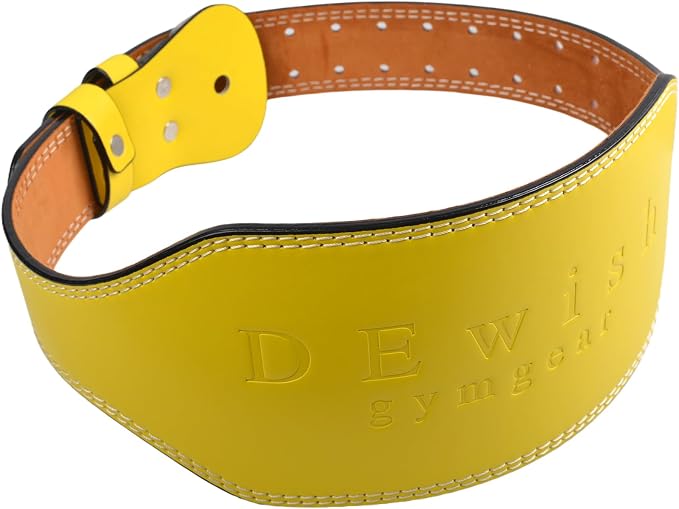 Leather Gym Fitness Belt, 4" & 6" Padded Lumbar Back Support, 10 Adjustable Holes for Weightlifting Powerlifting Bodybuilding Deadlift Squat Workout Strength Training