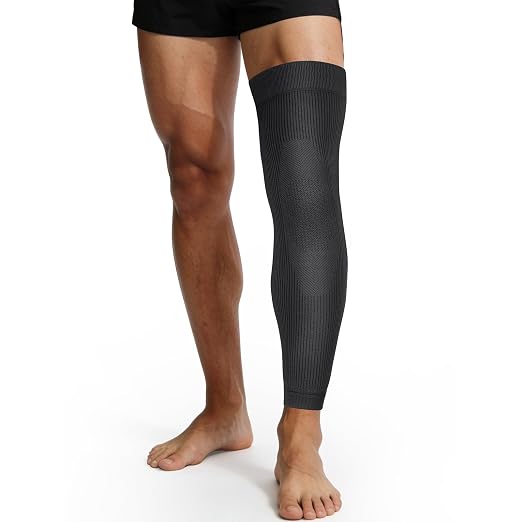 Leg Compression Sleeve, Stays in Place, Snug Fit, Pack of 1, XX-Large | Soft Breathable Material, Upgraded Silicone Band, Mid-Thigh Knee Calf Support, Reduce Leg Soreness, Daily Wear, Workout