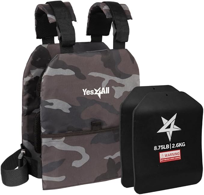 Yes4All Weighted Vest Plates with Curved Ergonomic Design for Running, Rucking & Strength Training, Comfortable Fit, 5.75/8.75/14/19.75 LB Pairs