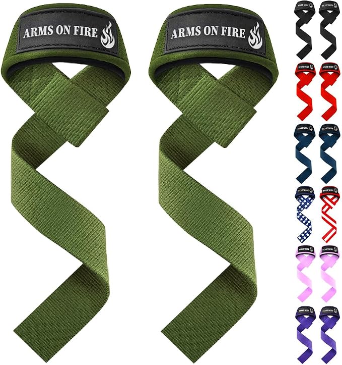 TECEUM Neoprene Padded Cotton Lifting Straps for Weightlifting, 1 Pair