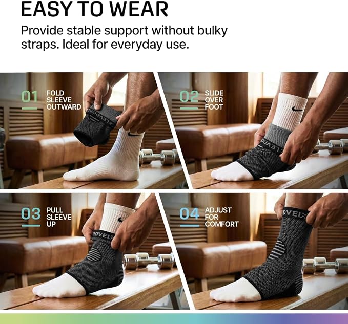 Modvel Foot & Ankle Brace Socks for Sprained Ankle Compression Sleeve - Foot Support for Women & Men - Tendonitis & Arthritis Ankle Brace Sports Running, Torn Ligaments & Women Stabilizing Ankle Wrap