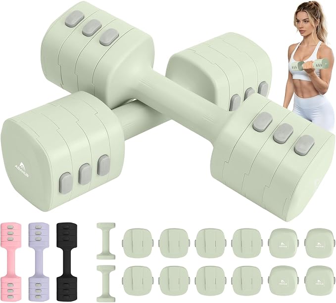 Abahub 2 in 1 Kettlebell & Dumbbell Set, Adjustable Dumbbell for Home Gym | Dumbbell with Kettlebell Converter Set of 2, Full Body Workout Kettlebell for Women