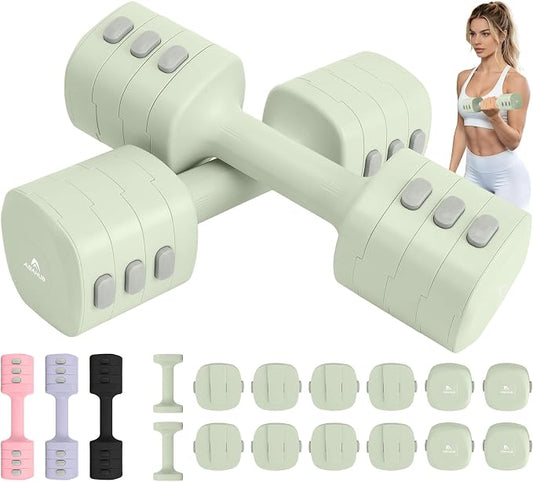 Abahub 2 in 1 Kettlebell & Dumbbell Set, Adjustable Dumbbell for Home Gym | Dumbbell with Kettlebell Converter Set of 2, Full Body Workout Kettlebell for Women