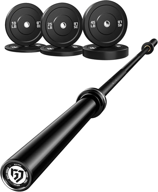 PB01 7FT Olympic Barbell, Weight Bar with Knurled Grip for Squats, Deadlifts, Weightlifting, Strength Training, Bench Press, Fits 2-inch Standard Weight Plates, 1500LB Capacity