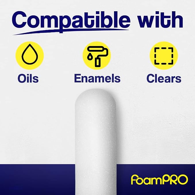 FOAM PRO 00165 4-Inch Roller Oils and Clears Refills, Fine Finish, 2-Pack