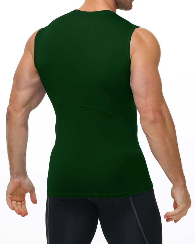 Mens Sleeveless Compression Shirt Athletic Workout Tank Top Quick Dry Muscle Base Layer Undershirt Gym Running