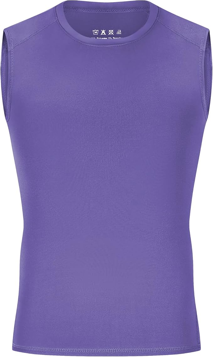 Youth Boys Sleeveless Compression Shirt Basketball Football Undershirt Quick Dry Kids Athletic Tank Tops for Workout
