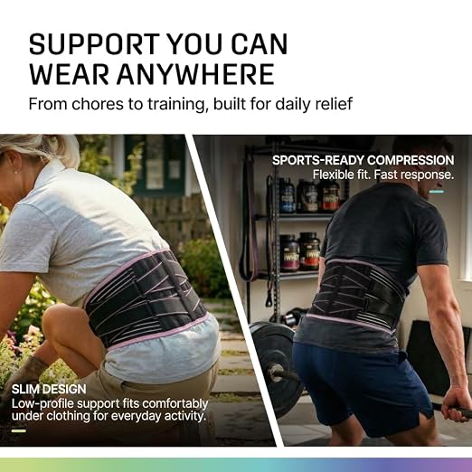 Modvel Back Brace for Lower Back Pain Women and Men – Lumbar Support Belt for Sciatica, Herniated Disc, Muscle Strain – Adjustable Breathable Work Brace with 6 Stays – Support for Posture