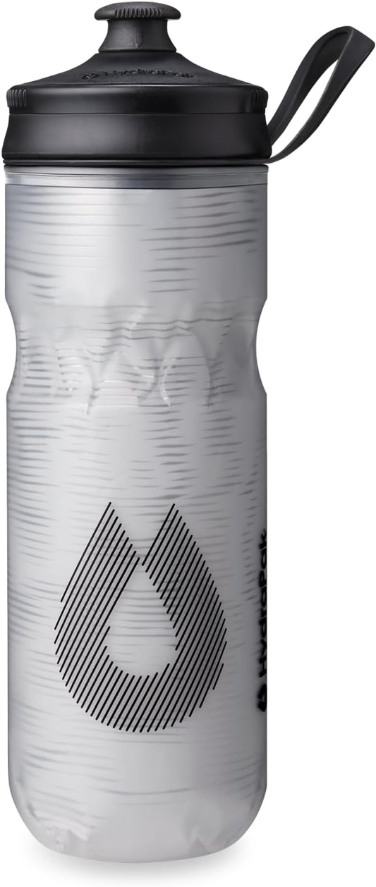 HydraPak Polar Sport Insulated Water Bottle (20oz, Pulse White) | High Flow, BPA Free, Tri-Layer Insulation, Leakproof, Dash Handle, Easy Squeeze, Self-Sealing Cap, for Sports