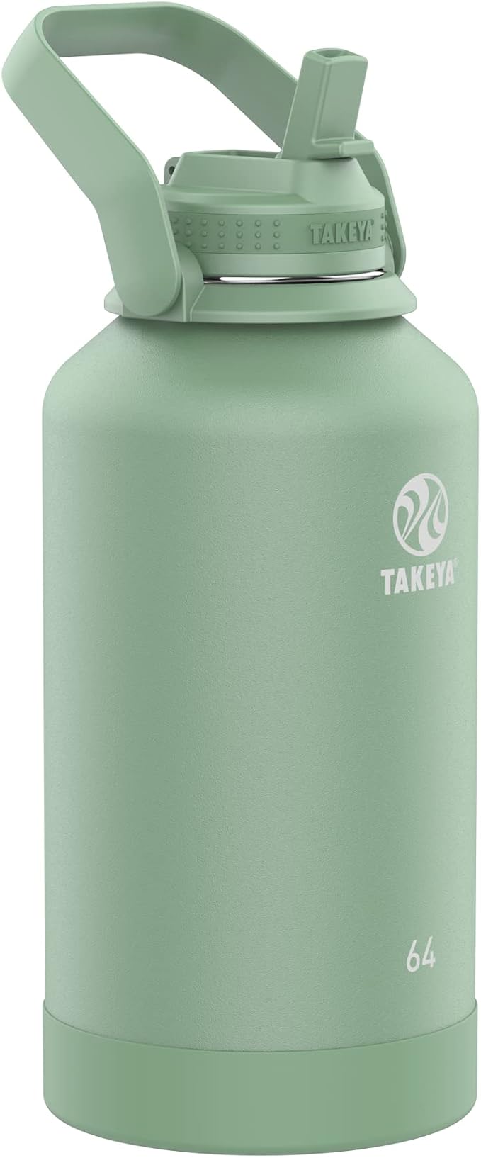 Takeya 64 oz Actives Stainless Steel Water Bottle with Straw Lid – Leakproof, Double-Wall Insulated, Keeps Drinks Cold 24 hrs/Hot 12 hrs, BPA-Free, Powder-Coated, Gym & Travel, Cucumber