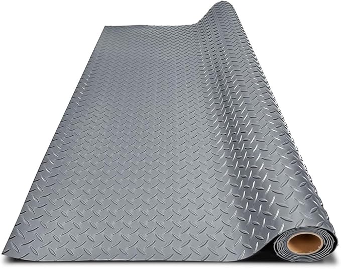 Garage Floor Mat, PVC Flooring Roll Thickened Garage Mats, Heavy Duty Parking Mat Waterproof Nonslip Floor Protector for Car, Trailer, SUV, Basement, Gym (Grey) (8 Feet x 67 Feet)