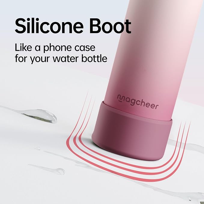 Insulated Magnetic Water Bottle - Reusable Stainless Steel Bottle with MagSafe Compatible Phone Holder - Perfect for Gym, Sports, and Travel - Blush Pink 32oz