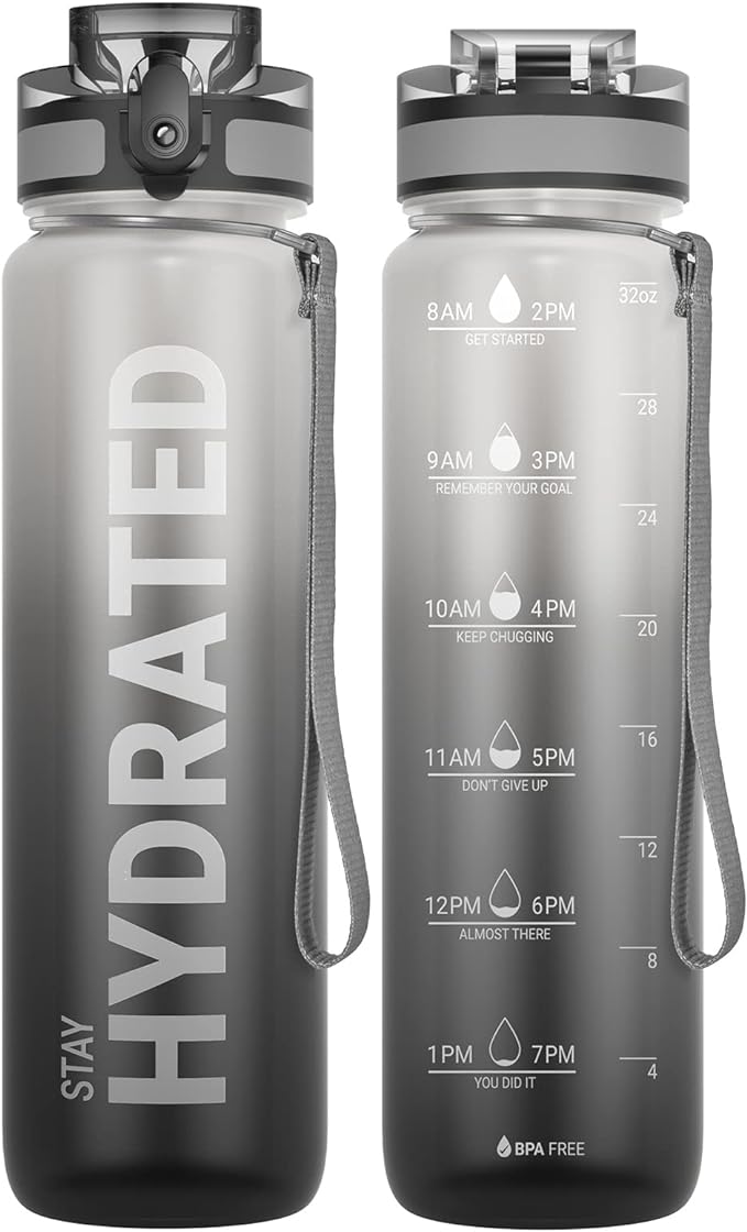 Sahara Sailor Water Bottle 32oz, Durable and Leakproof Water Bottles Motivational with Time Marker, Tritan, BPA Free, Wide Mouth with Easy Clean Brush for Gym, Travel, Home, School, Office (1 Bottle) | Bpa Free, Leakproof Wide Mouth With Fast Flow Lid ...