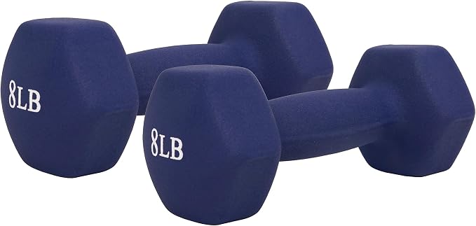 Sunny Health & Fitness Neoprene Hex Dumbbell for Home Gym 2-10 lb Pair | Strength & Cardio Weights, Muscle Toning, Yoga, Pilates & Rehab, Secure Grip, Home Workouts, 2, 5, 8, 10 lb Pairs