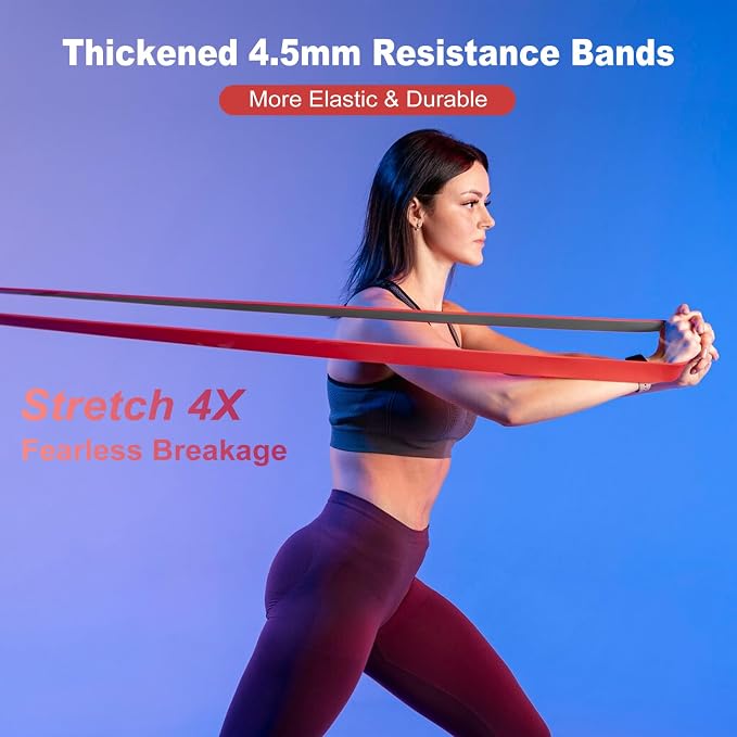 WIKDAY Resistance Bands, Pull Up Bands, Workout Bands for Exercise, Thick Heavy Resistance Band Set with Door Anchor, Elastic Bands for Body Stretching, Training at Home/Gym for Men & Women
