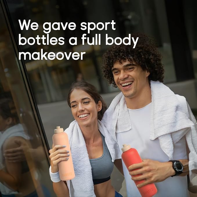 Sports Water Bottle - Soft-Touch Squeezable Body with One-Hand Spout- Lightweight, No Spill Water Bottle, for Gym, Cardio & Outdoor Sports - BPA Free - Water Bottle for Active Lifestyle - 24oz