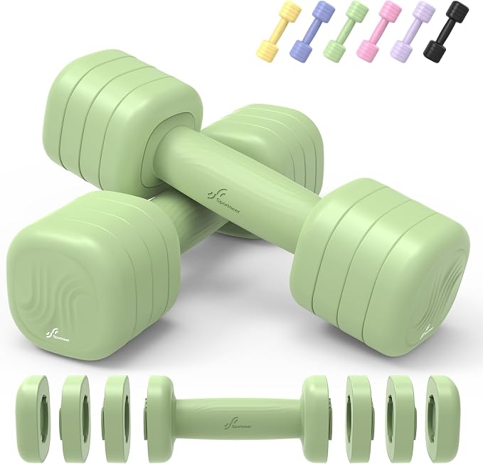 Adjustable Dumbbell Set of 2: Sportneer 4 in 1 Free Weights Dumbbells Set for Women, Hand Weights for Women at Home, Available in 5 lb × 2 and 10 lb × 2 Sets with Soft Rubber Handle for Home Gym Exercise Training