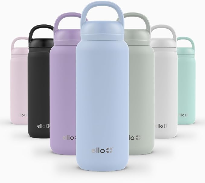 Ello Cooper Twist 32oz Insulated Stainless Steel Chug Water Bottle, Halogen Blue