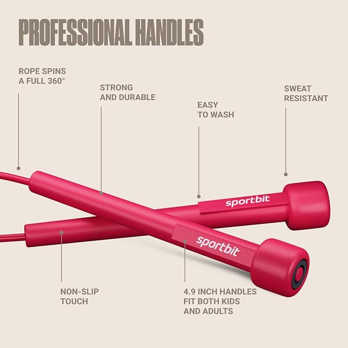 SPORTBIT Adjustable Jump Rope for Fitness and Exercise | Fitness and Exercise, Cardio, Boxing, and Weight Loss, Speed Rope, Men & Women