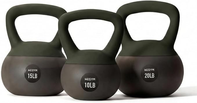 WeGym Soft Kettlebells with Cushioned Impact-Resistant Base and Anti-Slip, Wide-Grip Handle for Home Workouts, Weightlifting, and Full Body Strength Training