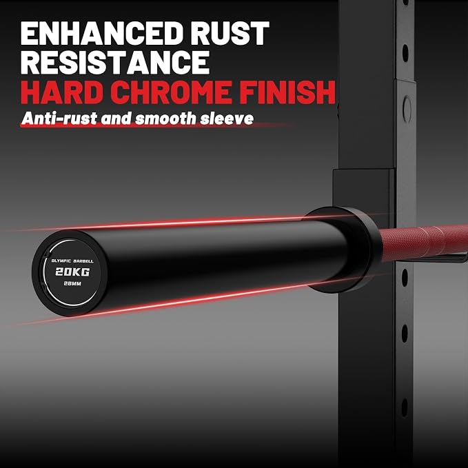 PAPABABE 7ft Barbell 45lb Olympic Barbell 1000/1500lbs Capacity Home Gym | 7ft 45lb 2" Olympic Barbell, 1000/1500lbs Capacity, Hybrid Needle Bearings & Bushings for Squat Curl Deadlift