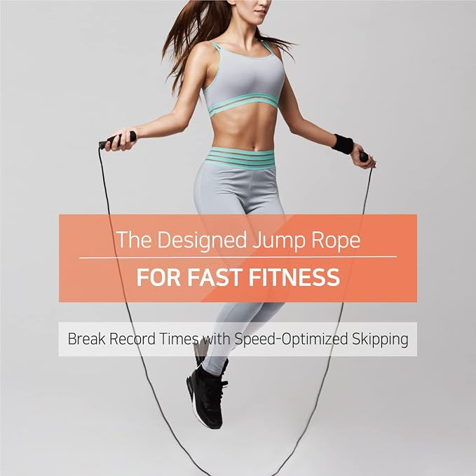 Skipping Jump Rope for Fitness Workout - Light Weight, Adjustable, Tangle Free, Excellent line control for Cardio Boxing, CrossFit, Training Exercise All Ages and Gender ( Special Luxury, KA-220, Made in Korea)