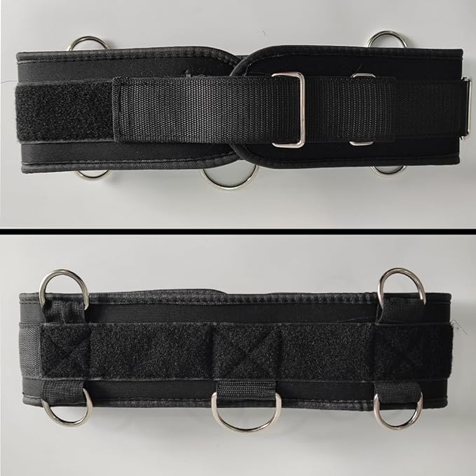 LOOEEL Fitness Resistance Belt Multi Functional Fitness Belt with 5 Rings for Weight Training and Resistance Training of Load Carrying Pull Up Belt Squat