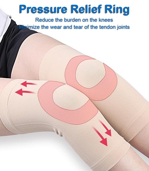 1 Pair Knee Compression Sleeves for Women & Men, Lightweight Thin Knee Sleeves for Knee Pain Relief, Knee Warmers Knee Brace Undersleeve Dancer Knee Pads, Knee Brace for Women Daily Use, Vendas Para Rodillas (Gray, Medium)