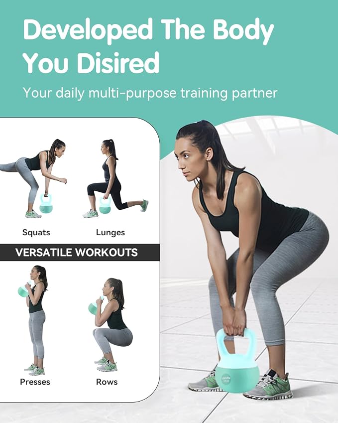 Soft Kettlebell - Cushioned Impact-Resistant Base and Anti-Slip | Kettle bell Anti-Slip Grip Weight for Home Workouts, Safe Strength Training Kettlebells Sets for Women& Men - Non-Slip Gloves