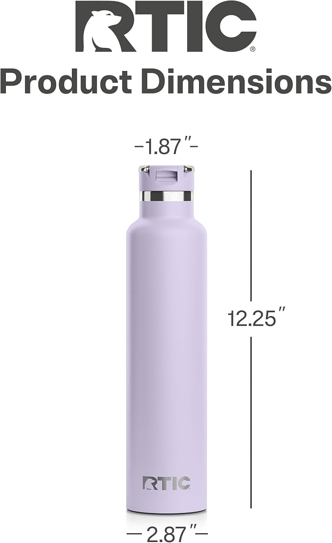 RTIC 26oz Journey Water Bottle, Ceramic Lined, Dusty Lilac | Stainless Steel Metal, Insulated for Hot and Cold Drinks, Sports, Travel and Camping