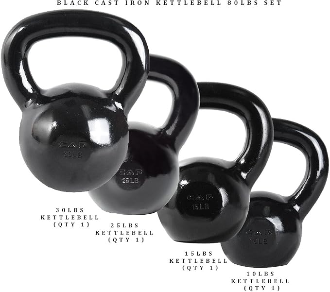 CAP Barbell Black Enamel Coated - Singles and Sets, Multiple Weight Choices