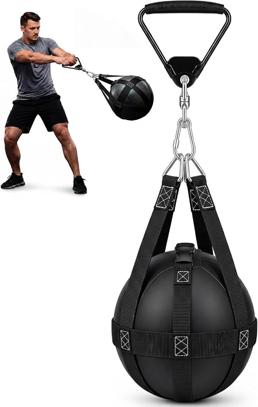 Indoor Slam Ball Medicine Balls Bag with Handles, Heavy Duty Weight Throw Practice Accessory, Reinforced Polyester Webbing & Steel Hardware, Fits 15-30 Lbs, Ball Not Include