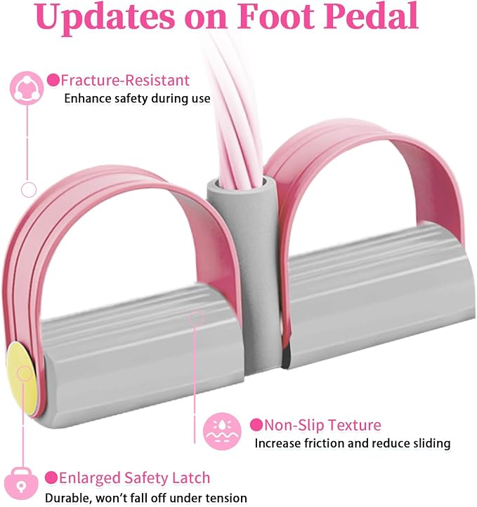 Pedal Resistance Bands with Handles, Durable 6-Tubes Multifunction Pedal Resistance Band, Natural Rubber Foot Pedal Resistance Bands, Fitness Resistance Bands for Abdomen, Waist, Arm, Leg