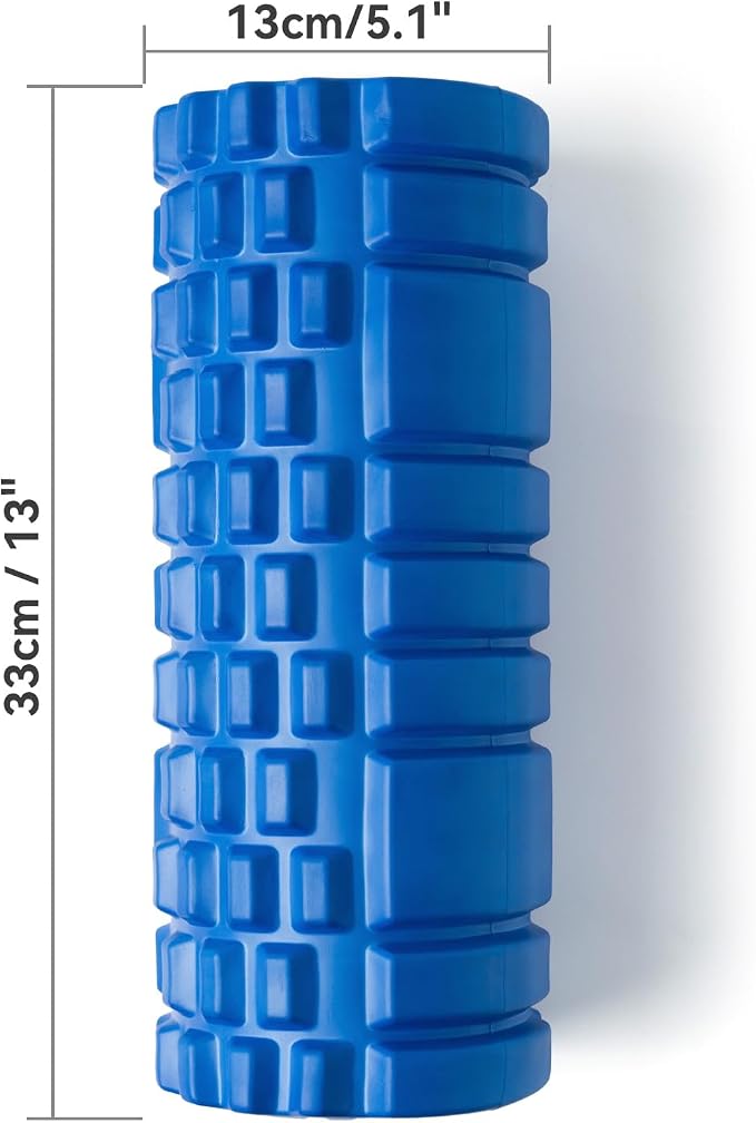 Krightlink Foam Roller for Deep Tissue Massage, 13" High Density Exercise Roller for Muscle Massage and Myofascial Trigger Point Release, Back Roller for Fitness, Yoga and Pilates (Blue)
