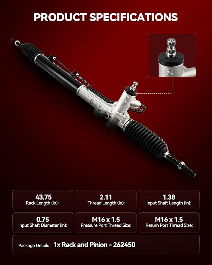Torchbeam Power Steering Rack & Pinion Assembly Fit for 2011-2013 Sorento, 2010-2012 Santa Fe, Hydraulic System Steering, Replaces OEM 26-2450
